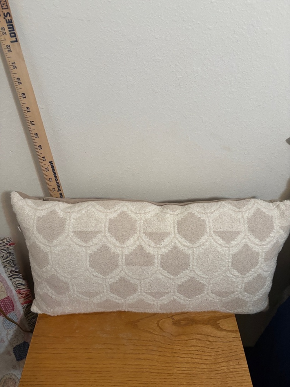 Textured Geometric Lumbar Pillow in Cream and Beige